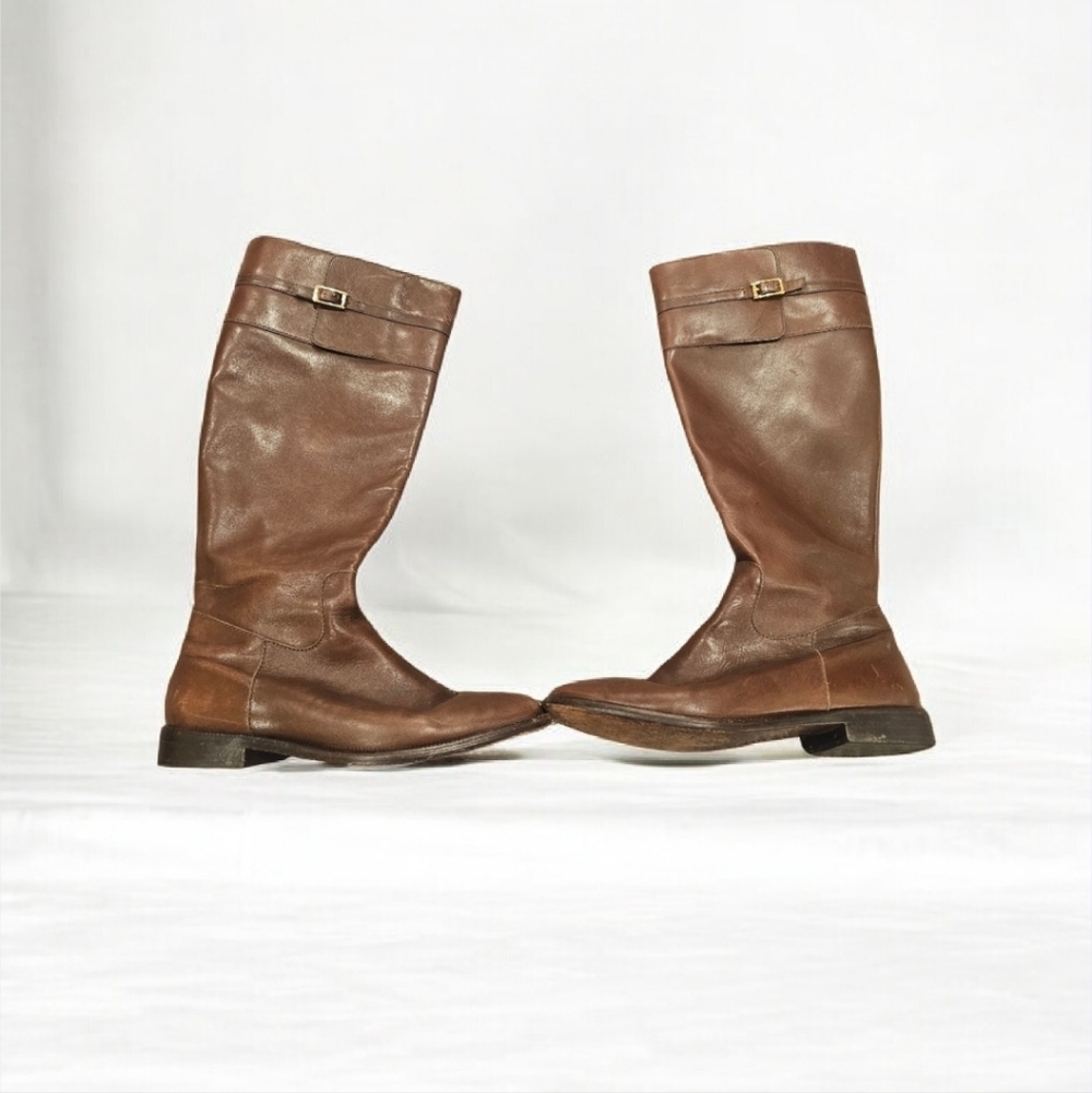 Vintage Banana Republic Brown Leather Equestrian Riding Tall Boots Size--9